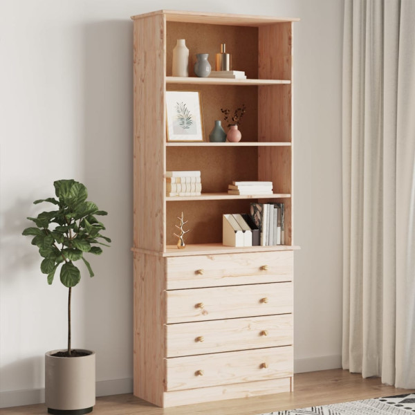 Librería con cajones ALTA madera maciza de pino 77x35x186.5 cm D