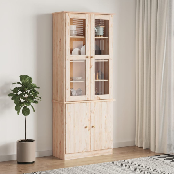 Vitrina de cristal ALTA madera maciza de pino 77x35x186.5 cm M 3