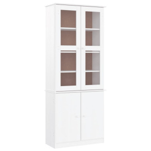 Expositor portas vidro ALTA 77x35x186.5 cm pinho maciço branco H