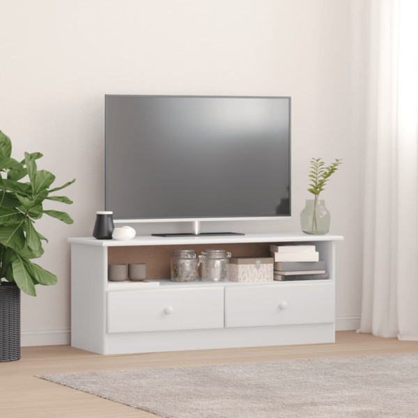 Mueble de TV con cajones ALTA madera de pino blanco 100x35x41cm D