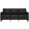 Sofá de 3 lugares 180 cm couro artificial preto 2