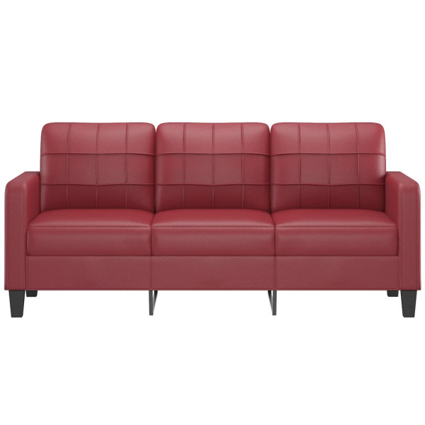 Sofá de 3 lugares 180 cm couro artificial vermelho tinto M 3