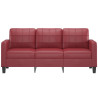 Sofá de 3 lugares 180 cm couro artificial vermelho tinto 3