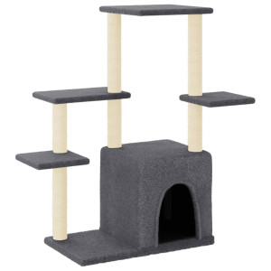 Rascador para gatos con postes de sisal gris oscuro 97.5 cm H