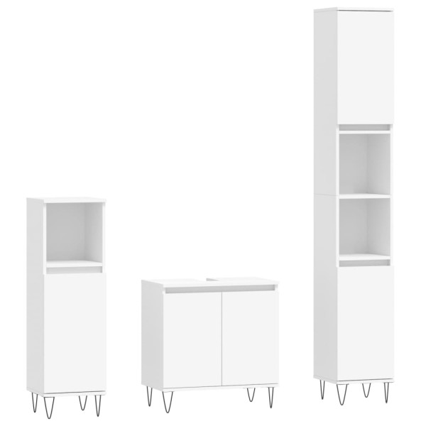 Set de muebles de baño 3 piezas madera contrachapada blanco M 2
