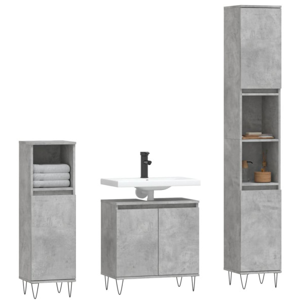 Set de muebles baño 3 pzas madera contrachapada gris hormigón M 3