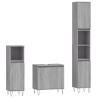 Set de muebles de baño 3 pzas madera contrachapada gris sonoma 2