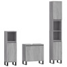 Set de muebles de baño 3 pzas madera contrachapada gris sonoma 2