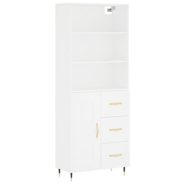 Aparador alto madera contrachapada blanco 69.5x34x180 cm M 2