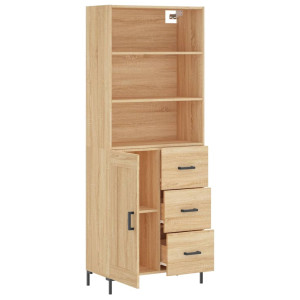 Aparador alto madera contrachapada color roble 69.5x34x180 cm H
