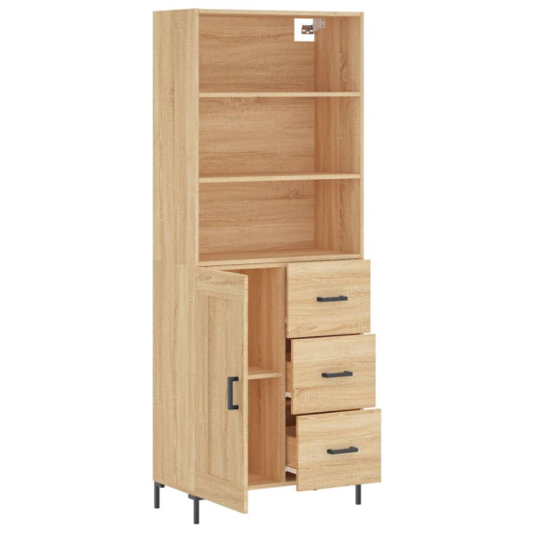 Aparador alto madera contrachapada color roble 69.5x34x180 cm M 2