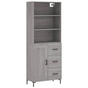 Aparador alto madera contrachapada gris sonoma 69.5x34x180 cm H
