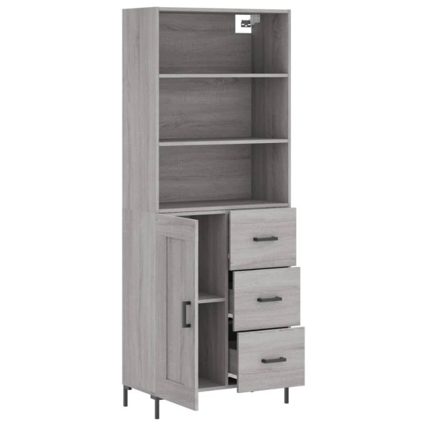 Aparador alto madera contrachapada gris sonoma 69.5x34x180 cm M 4