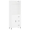 Aparador alto madera contrachapada blanco 69.5x34x180 cm 2