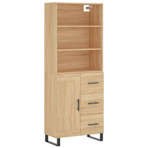 Aparador alto madera contrachapada color roble 69.5x34x180 cm H