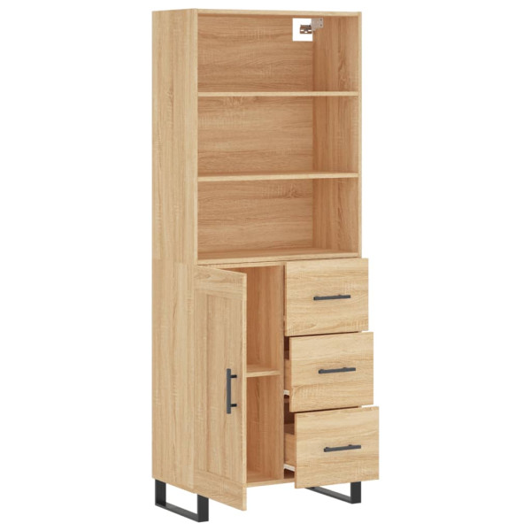 Aparador alto madera contrachapada color roble 69.5x34x180 cm M 4