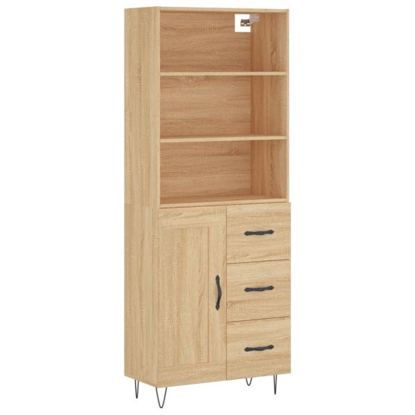 Aparador alto madera contrachapada color roble 69.5x34x180 cm M 2