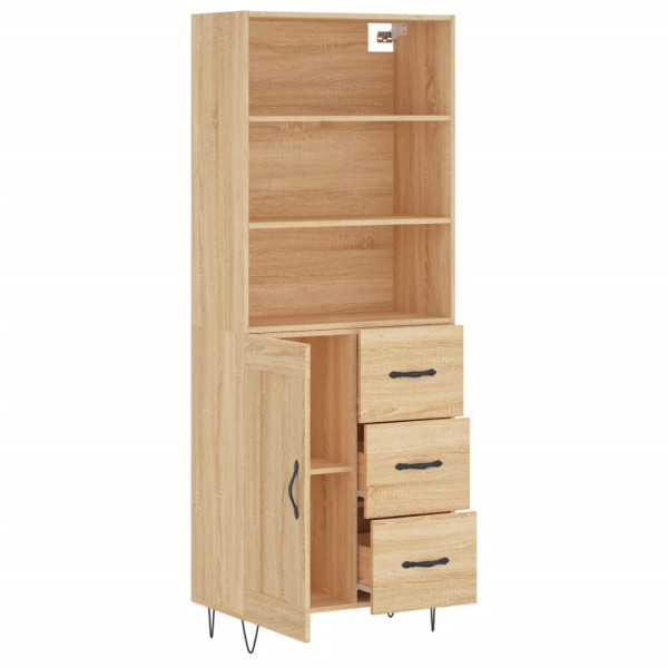 Aparador alto madera contrachapada color roble 69.5x34x180 cm M 4