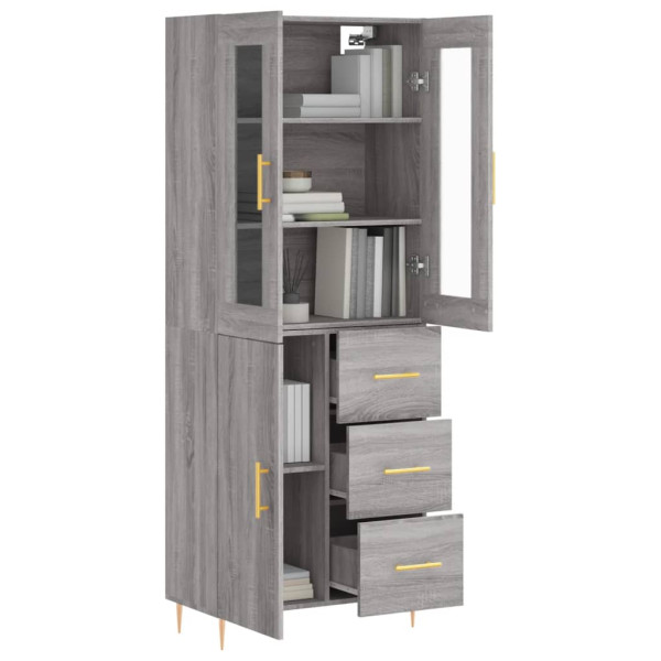 Aparador alto madera contrachapada gris sonoma 69.5x34x180 cm M 3