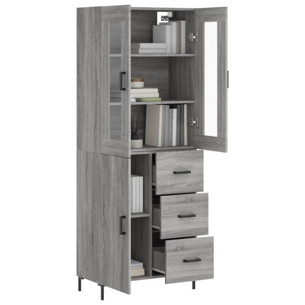 Aparador alto madera contrachapada gris sonoma 69.5x34x180 cm M 3