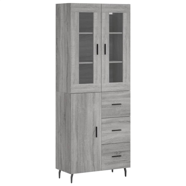 Aparador alto madera contrachapada gris sonoma 69.5x34x180 cm M 2