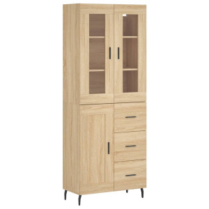 Aparador alto madera contrachapada color roble 69.5x34x180 cm H