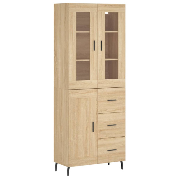 Aparador alto madera contrachapada color roble 69.5x34x180 cm M 2