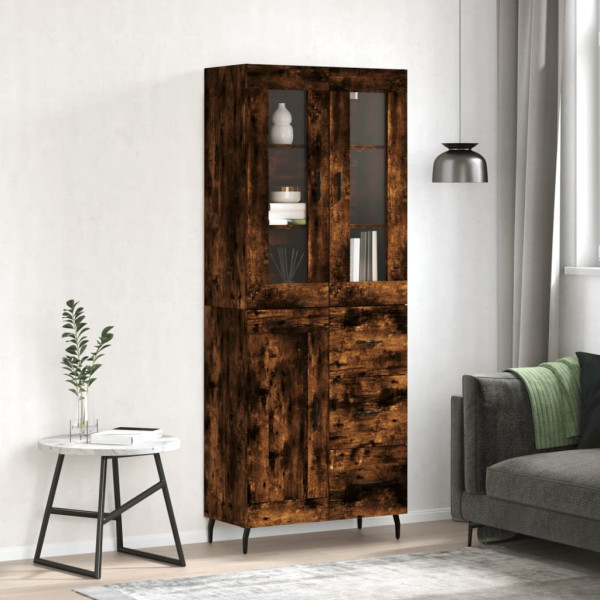 Aparador alto madera contrachapada roble ahumado 69.5x34x180 cm D