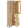Aparador alto madera contrachapada color roble 69.5x34x180 cm 4