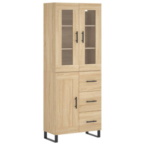 Aparador alto madera contrachapada color roble 69.5x34x180 cm H