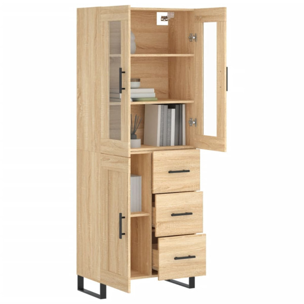 Aparador alto madera contrachapada color roble 69.5x34x180 cm M 3
