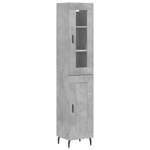 Aparador de madera contrachapada gris hormigón 34.5x34x180 cm H