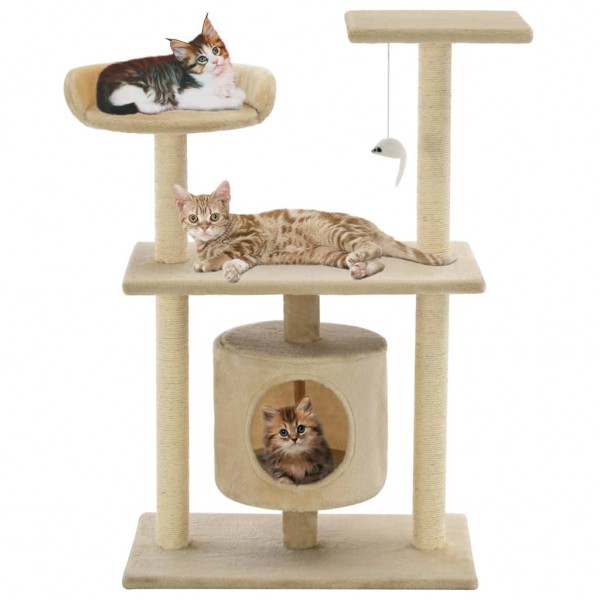 Rascador para gatos con postes rascadores de sisal 95 cm beige D