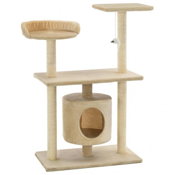 Rascador para gatos con postes rascadores de sisal 95 cm beige M 2