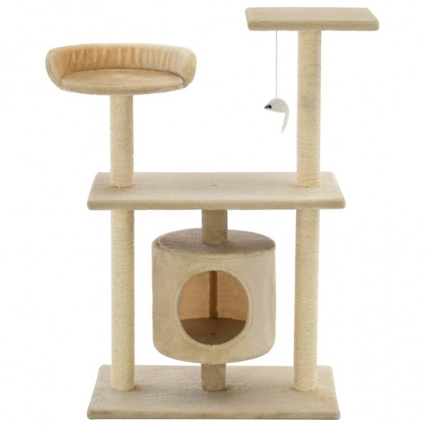 Rascador para gatos con postes rascadores de sisal 95 cm beige M 3