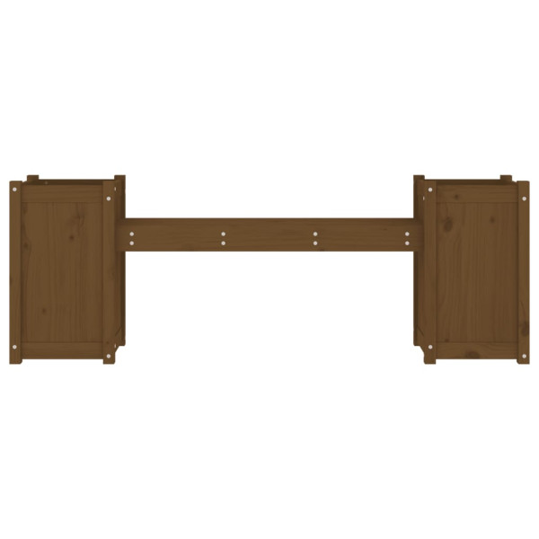 Banco con jardineras madera maciza pino marrón miel 180x36x63cm M 4