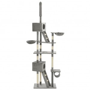 Árvore p/ gatos c/ postes arranhadores sisal 230-260cm cinzento H