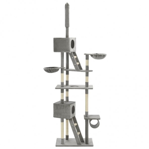 Árvore p/ gatos c/ postes arranhadores sisal 230-260cm cinzento M 2