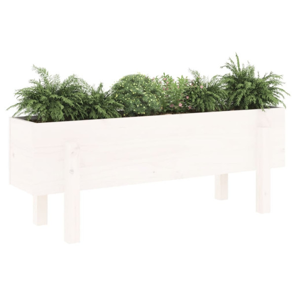 Canteiro elevado de jardim 101x30x38 cm pinho maciço branco M 3