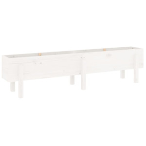 Canteiro elevado de jardim 160x30x38 cm pinho maciço branco H