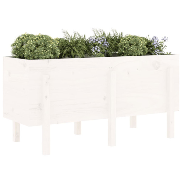 Canteiro elevado de jardim 121x50x57 cm pinho maciço branco M 3