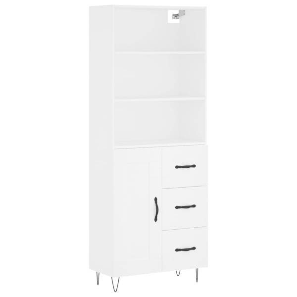 Aparador alto madera contrachapada blanco 69.5x34x180 cm M 2