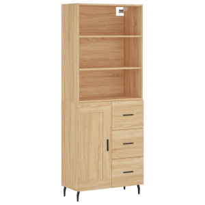 Aparador alto madera contrachapada color roble 69.5x34x180 cm H