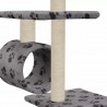 Rascador para gatos con poste de sisal huellas gris 260 cm 5