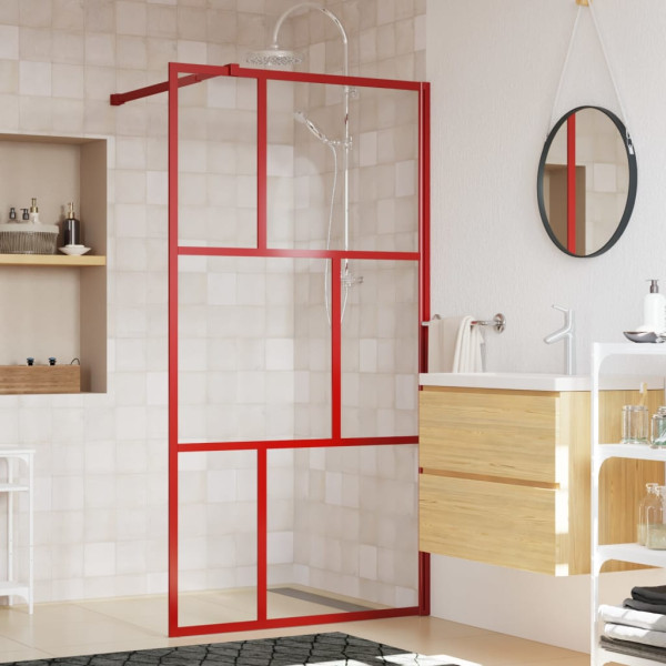 Mampara puerta de ducha vidrio transparente ESG rojo 115x195 cm D