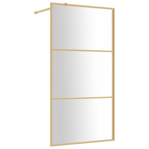Mampara puerta ducha vidrio transparente ESG dorado 115x195 cm H