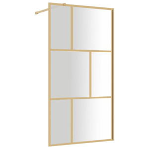 Mampara puerta ducha vidrio transparente ESG dorado 115x195 cm H