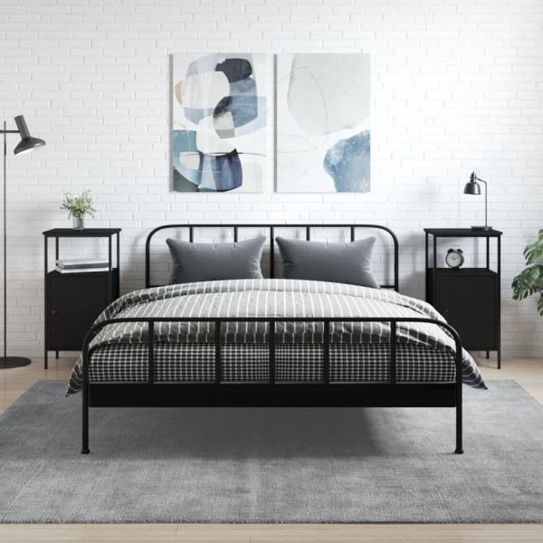 Mesitas de noche 2 uds madera de ingeniería negro 41x31x80 cm D