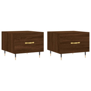 Mesa centro 2 pcs 50x50x40 cm madeira proc. carvalho castanho H