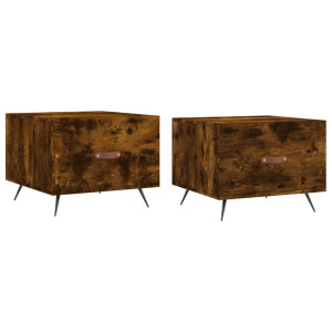 Mesa centro 2 pcs 50x50x40 cm madeira processada cor fumado H